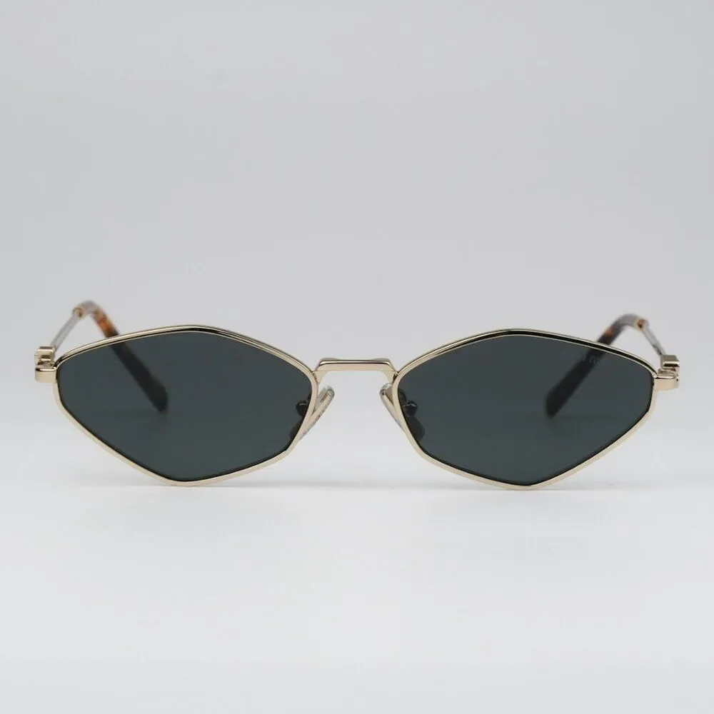 NEW Miu Miu MU56ZS ZVN5S0 Pale Gold Dark Grey Geometric Unisex Sunglasses